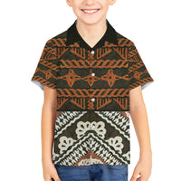 Bula Fiji Tapa Family Matching Puletasi and Hawaiian Shirt Fijian Masi Vintage Vibes LT14 Son's Shirt Brown - Polynesian Pride