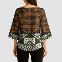 Bula Fiji Tapa Kimono Sleeve Blouse Fijian Masi Vintage Vibes - Polynesian Pride