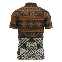 Bula Fiji Tapa Zipper Polo Shirt Fijian Masi Vintage Vibes - Polynesian Pride