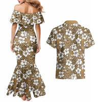 Kuvui Bula Fiji Couples Matching Mermaid Dress and Hawaiian Shirt Fijian Tapa Seamless Hibiscus - Polynesian Pride