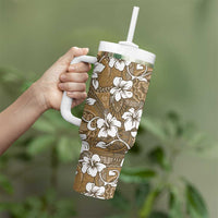 Kuvui Bula Fiji Tumbler With Handle Fijian Tapa Seamless Hibiscus - Polynesian Pride