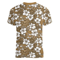 Kuvui Bula Fiji Women V-Neck T-Shirt Fijian Tapa Seamless Hibiscus - Polynesian Pride