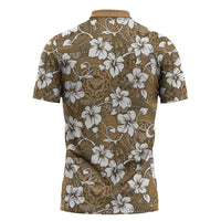 Kuvui Bula Fiji Zipper Polo Shirt Fijian Tapa Seamless Hibiscus - Polynesian Pride