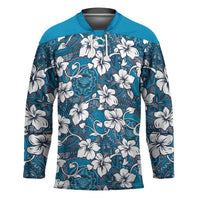 Karakarawa Bula Fiji Hockey Jersey Fijian Tapa Seamless Hibiscus LT14 Unisex Blue - Polynesian Pride