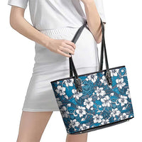 Karakarawa Bula Fiji Leather Tote Bag Fijian Tapa Seamless Hibiscus - Polynesian Pride