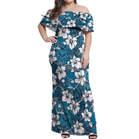 Karakarawa Bula Fiji Off Shoulder Maxi Dress Fijian Tapa Seamless Hibiscus - Polynesian Pride
