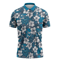 Karakarawa Bula Fiji Zipper Polo Shirt Fijian Tapa Seamless Hibiscus - Polynesian Pride