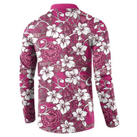 Piqi Bula Fiji Button Sweatshirt Fijian Tapa Seamless Hibiscus - Polynesian Pride