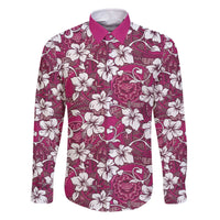 Piqi Bula Fiji Family Matching Off The Shoulder Long Sleeve Dress and Hawaiian Shirt Fijian Tapa Seamless Hibiscus - Polynesian Pride