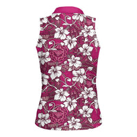 Piqi Bula Fiji Women Sleeveless Polo Shirt Fijian Tapa Seamless Hibiscus - Polynesian Pride