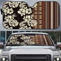 Bula Fiji Masi Auto Sun Shade Tapa Tropical Hibiscus Half Stylized - Polynesian Pride