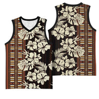 Bula Fiji Masi Basketball Jersey Tapa Tropical Hibiscus Half Stylized - Polynesian Pride