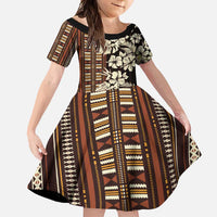 Bula Fiji Masi Family Matching Long Sleeve Bodycon Dress and Hawaiian Shirt Tapa Tropical Hibiscus Half Stylized - Polynesian Pride