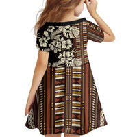 Bula Fiji Masi Family Matching Long Sleeve Bodycon Dress and Hawaiian Shirt Tapa Tropical Hibiscus Half Stylized - Polynesian Pride