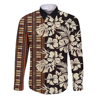Bula Fiji Masi Family Matching Long Sleeve Bodycon Dress and Hawaiian Shirt Tapa Tropical Hibiscus Half Stylized - Polynesian Pride