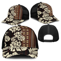 Bula Fiji Masi Mesh Trucker Cap Tapa Tropical Hibiscus Half Stylized LT14 - Polynesian Pride