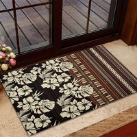 Bula Fiji Masi Rubber Doormat Tapa Tropical Hibiscus Half Stylized - Polynesian Pride