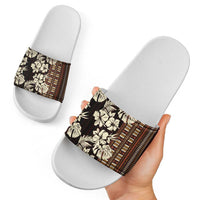 Bula Fiji Masi Slide Sandals Tapa Tropical Hibiscus Half Stylized - Polynesian Pride