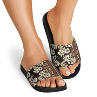 Bula Fiji Masi Slide Sandals Tapa Tropical Hibiscus Half Stylized - Polynesian Pride