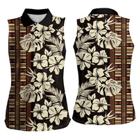 Bula Fiji Masi Women Sleeveless Polo Shirt Tapa Tropical Hibiscus Half Stylized - Polynesian Pride