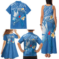 Polynesia Diabetes Awareness Month Family Matching Tank Maxi Dress and Hawaiian Shirt In November We Wear Blue
