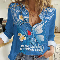 Polynesia Diabetes Awareness Month Women Casual Shirt In November We Wear Blue
