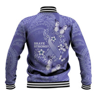 Polynesia Stomach Cancer Awareness Baseball Jacket Periwinkle Ribbon Brave Strong!