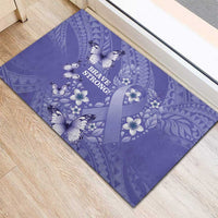 Polynesia Stomach Cancer Awareness Rubber Doormat Periwinkle Ribbon Brave Strong!