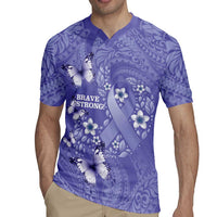Polynesia Stomach Cancer Awareness Rugby Jersey Periwinkle Ribbon Brave Strong!