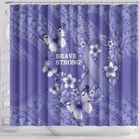Polynesia Stomach Cancer Awareness Shower Curtain Periwinkle Ribbon Brave Strong!