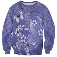 Polynesia Stomach Cancer Awareness Sweatshirt Periwinkle Ribbon Brave Strong!