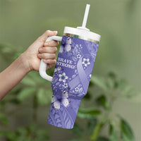 Polynesia Stomach Cancer Awareness Tumbler With Handle Periwinkle Ribbon Brave Strong!