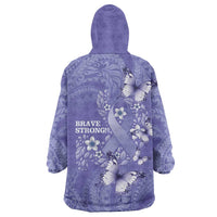 Polynesia Stomach Cancer Awareness Wearable Blanket Hoodie Periwinkle Ribbon Brave Strong!