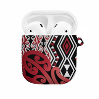 New Zealand AirPods Case Aotearoa Kowhaiwhai Mix Taniko Art - Red - Polynesian Pride