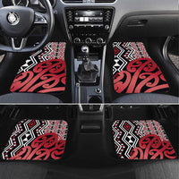 New Zealand Car Mats Aotearoa Kowhaiwhai Mix Taniko Art - Red LT14 Set 4pcs Red - Polynesian Pride