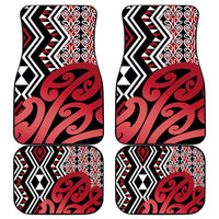 New Zealand Car Mats Aotearoa Kowhaiwhai Mix Taniko Art - Red LT14 - Polynesian Pride