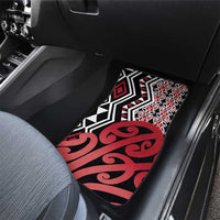 New Zealand Car Mats Aotearoa Kowhaiwhai Mix Taniko Art - Red LT14 - Polynesian Pride