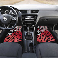 New Zealand Car Mats Aotearoa Kowhaiwhai Mix Taniko Art - Red LT14 Set 2pcs - Front Red - Polynesian Pride