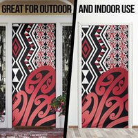 New Zealand Door Cover Aotearoa Kowhaiwhai Mix Taniko Art - Red - Polynesian Pride