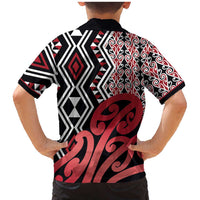 New Zealand Family Matching Mermaid Dress and Hawaiian Shirt Aotearoa Kowhaiwhai Mix Taniko Art - Red LT14 - Polynesian Pride