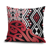 New Zealand Pillow Cover Aotearoa Kowhaiwhai Mix Taniko Art - Red LT14 Red - Polynesian Pride