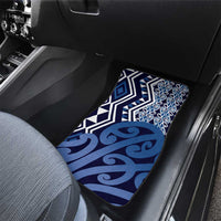 New Zealand Car Mats Aotearoa Kowhaiwhai Mix Taniko Art - Blue LT14 - Polynesian Pride