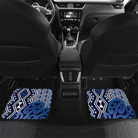 New Zealand Car Mats Aotearoa Kowhaiwhai Mix Taniko Art - Blue LT14 Set 2pcs - Back Blue - Polynesian Pride