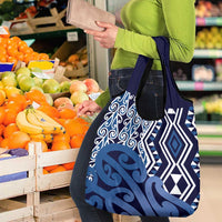 New Zealand Grocery Bag Aotearoa Kowhaiwhai Mix Taniko Art - Blue