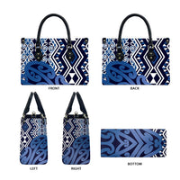 New Zealand Leather Bag Aotearoa Kowhaiwhai Mix Taniko Art - Blue - Polynesian Pride