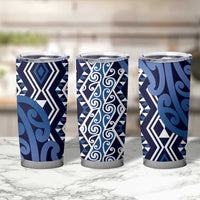 New Zealand Tumbler Cup Aotearoa Kowhaiwhai Mix Taniko Art - Blue LT14 - Polynesian Pride