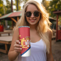 Custom Serbia Volleyball Skinny Tumbler 2025 Go Champions LT14 - Polynesian Pride