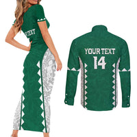 Custom Hawaii Volleyball Couples Matching Short Sleeve Bodycon Dress and Long Sleeve Button Shirt Hawaiian Kakau Pattern