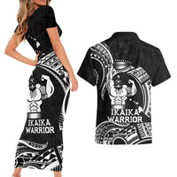 Black Hawaii Ikaika Warrior Couples Matching Short Sleeve Bodycon Dress and Hawaiian Shirt Hawaiian Power LT14 - Polynesian Pride