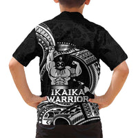 Black Hawaii Ikaika Warrior Family Matching Off Shoulder Maxi Dress and Hawaiian Shirt Hawaiian Power LT14 - Polynesian Pride